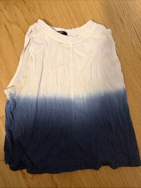 Aqua White to Navy Blue Ombre Tank Top